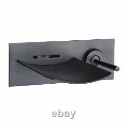 LED Oil Rubbed Bronze Bathroom Sink Faucet Wall Mount Waterfall Black Mixer Tap