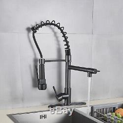 LED Pull Out Sprayer Kitchen Sink Faucet Swivel Mixer Tap Oil Rubbed Bronze