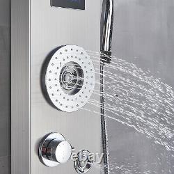 LED Shower Panel Tower Rain&Waterfall Massage Body System Tap Brushed Nickel