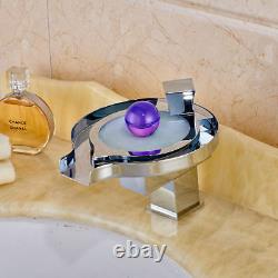 LED Water Power 1 Handle Waterfall Bathroom Sink Mixer Tap Chrome Basin Faucet
