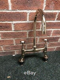Lefroy Brooks Antique Gold Brass Kitchen Bridge Sink Mixer Ideal Belfast LB1517