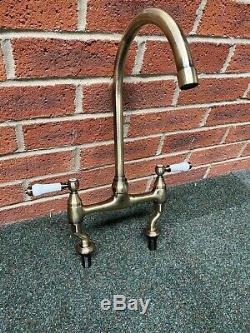 Lever Antique Brass Bronze Kitchen Bridge Sink Mixer Taps Ideal Belfast Sink