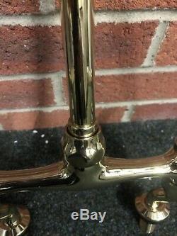 Lever Antique Gold Brass Kitchen Bridge Sink Mixer Taps Ideal Belfast Sink T7