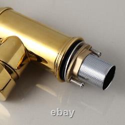 Luxury Gold Pull Down Kitchen Sink Mixer Faucet Single Hole Deck Mount Brass Tap