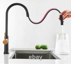 Luxury Pull Out Kitchen Faucet Sink Mixer Tap Solid Brass Construction Black