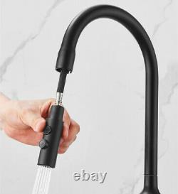 Luxury Pull Out Kitchen Faucet Sink Mixer Tap Solid Brass Construction Black