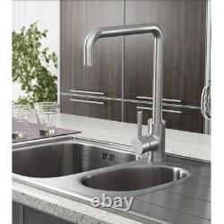 Luxury Single Lever Mono Kitchen Sink Mixer Tap Brushed Steel KT26