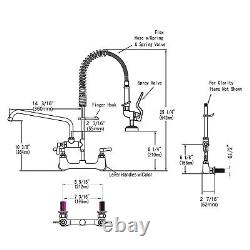 MSTJRY Commercial Pull 8 inch Center Wall Mount Kitchen Faucet with Coiled Sp