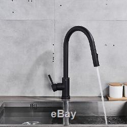 Matt Black Touchless Single Hole Kitchen Faucet Sink Tap Pull Out Sprayer Mixer
