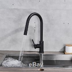 Matt Black Touchless Single Hole Kitchen Faucet Sink Tap Pull Out Sprayer Mixer