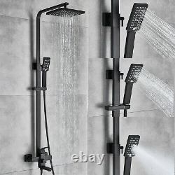 Matte Black Bathroom Shower Faucet Set 8 Rainfall Hand Shower Tub Mixer Taps