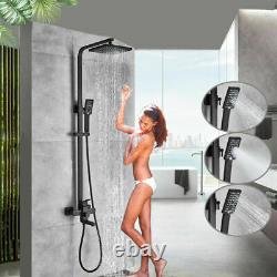 Matte Black Bathroom Shower Faucet Set 8 Rainfall Hand Shower Tub Mixer Taps