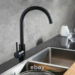 Matte Black Kitchen Sink Faucet 1-Hole Single Handle Brass Mixer Tap Swivel