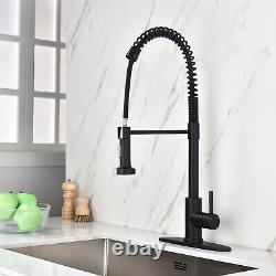 Matte Black Kitchen Sink Faucet with Pull Out Sprayer Hot&Cold Water Mixer Tap