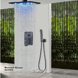 Matte Black Shower Faucet 8 inch LED Rainfall Shower Head Hand Shower Mixer