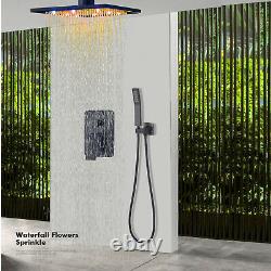 Matte Black Shower Faucet 8 inch LED Rainfall Shower Head Hand Shower Mixer