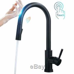 Matte Black Touch On Kitchen Faucet Pull Down Sprayer Sink Swivel Mixer Tap