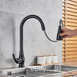 Matte Black Touch Sensor Swivel Kitchen Sink Faucet Pull Out Spray Mixer Tap11