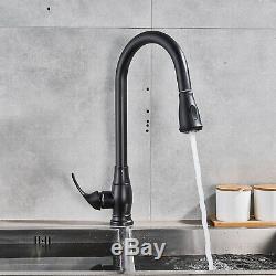 Matte Black Touch Sensor Swivel Kitchen Sink Faucet Pull Out Spray Mixer Tap11