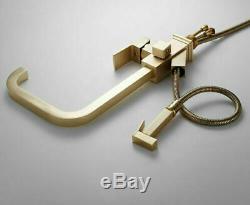 Modern Brushed Gold Brass Kitchen Sink Faucet Single Hole Swivel Spout Mixer Tap