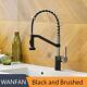 Modern Polished Black Brass Kitchen Sink Faucets Pull Out Handle Sink Mixer Tap