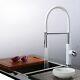 Modern White Single Hole Kitchen Sink Faucet with Pull-Down Sprayer Brass Tap