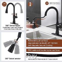 Mondawe Pull Down Kitchen Faucet With Sprayer 1 or 3 Hole Kitchen Sink Mixer Tap
