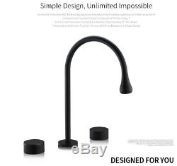 NEW Unique Modern Bathroom Sink Faucet Brass Hot&Cold Mixer Taps 2 handles Black