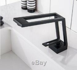 NEW Unique Modern Bathroom Sink Faucet Hot&Cold Mixer Taps 1 handles Black Brass