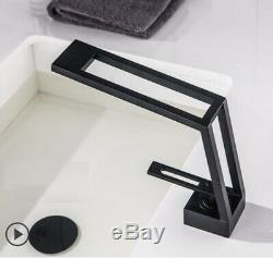 NEW Unique Modern Bathroom Sink Faucet Hot&Cold Mixer Taps 1 handles Black Brass