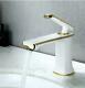 New Bathroom White&Gold Brass Basin Sink Mixer Faucet Single Handle Hot&Cold Tap