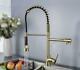 New Brass Deck Mounted Brushed Gold Kitchen Sink Faucet Dual Handles Mixer Tap