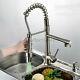 New Brushed Nickel LED Kitchen Sink Swivel Spout Faucet Pull Out Spray Mixer Tap