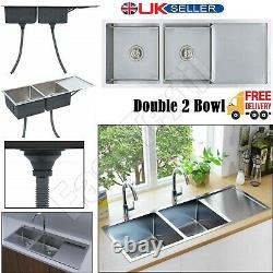 New Designer Luxury Large Double 2 Bowl Kitchen Hand Made Stainless Steel Sink