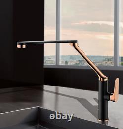 New ECT Global Kitchen Sink Mixer Tap Swivel Sprout Rose Gold Black Exon 7 WT 62
