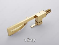 New Fashion Brass Gold Bathroom Kitchen Faucet Single Holes Basin Sink Mixer Tap