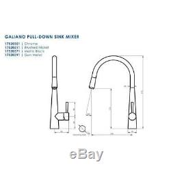 New Greens Tapware Kitchen Sink Mixer Tap Pull-Down Galiano Gun Metal 17520391