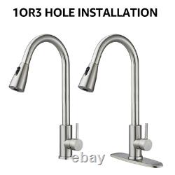 New Kitchen Faucet Sink Pull Down Sprayer Swivel Spout Brushed Nickel Mixer Tap