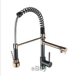 New ORB+ Rose Gold Brass Kitchen Sink Faucet Dual Handles Double Hole Mixer Tap