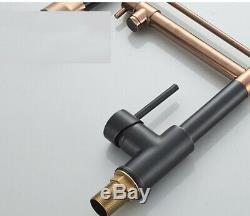 New ORB+ Rose Gold Brass Kitchen Sink Faucet Dual Handles Double Hole Mixer Tap