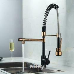 New ORB+Rose Gold Brass Kitchen Sink Faucet Dual Handles Single Hole Mixer Tap