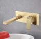 New Wall Mounted Brushed Gold Brass Bathroom Basin Square Sink Tub Mixer Faucet