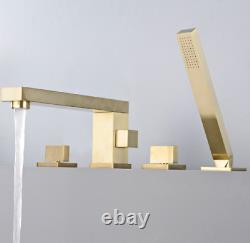New Waterfall Faucet Bathroom Sink Basin Taps Brass Deck Mounted Bruhsed Gold