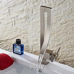 Nickel Brushed Waterfall Kitchen Sink Vessel Faucet Basin Wash Mixer Brass Tap