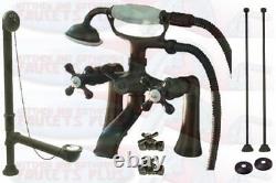 Oil Rubbed Bronze Deck Mount Clawfoot Tub Faucet With Drain Supplies Stops