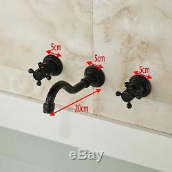 Oil Rubbed Bronze Wall Mount Bath Sink Faucet Widespread Dual Handles Mixer Tap