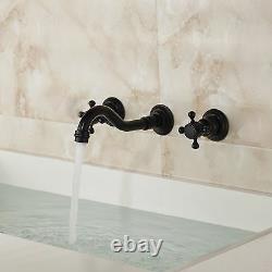 Oil Rubbed Bronze Wall Mount Bathroom Basin Vanity Sink Faucet Tub Mixer Tap