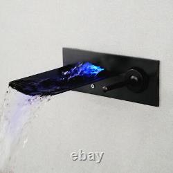 Oil Rubbed Bronze Wall Mount LED Water Spout Bathroom Tub Sink Faucet Mixer Tap