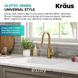 Oletto Single Handle Pull down Kitchen Faucet in Brushed Brass Finish