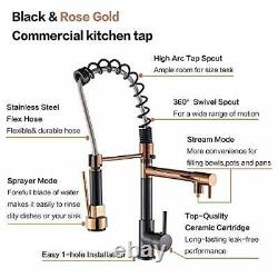Onyzpily Rose Gold + Black Kitchen Tap Kitchen Sink Mixer tap Single Handle